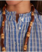 Blouse Bonnie à carreaux bleu moyen