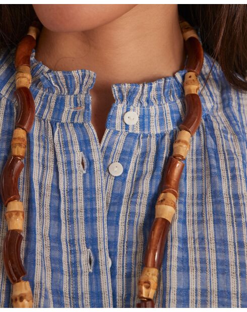 Blouse Bonnie à carreaux bleu moyen