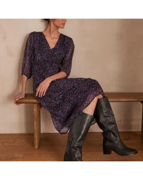 Vestido estampado morado Maena