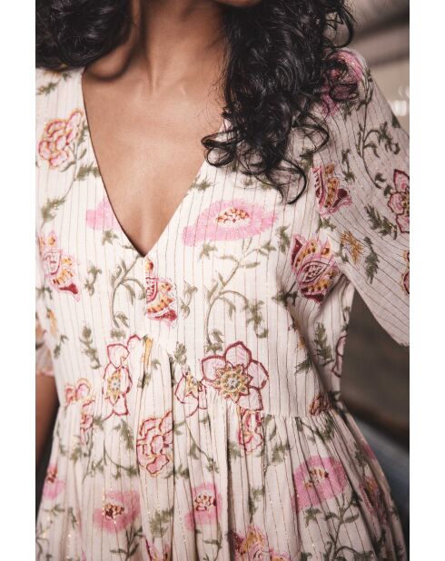 Maeva Primerose jurk met lurex-print