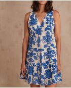 Königsblaues bedrucktes Kleid Mira