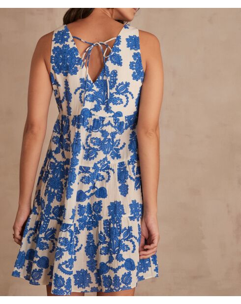 Mira koningsblauwe jurk met print