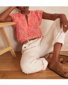 Billie orangefarbene Bluse mit Arabeskenmuster