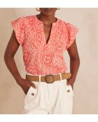 Billie orangefarbene Bluse mit Arabeskenmuster