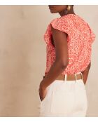 Billie orangefarbene Bluse mit Arabeskenmuster