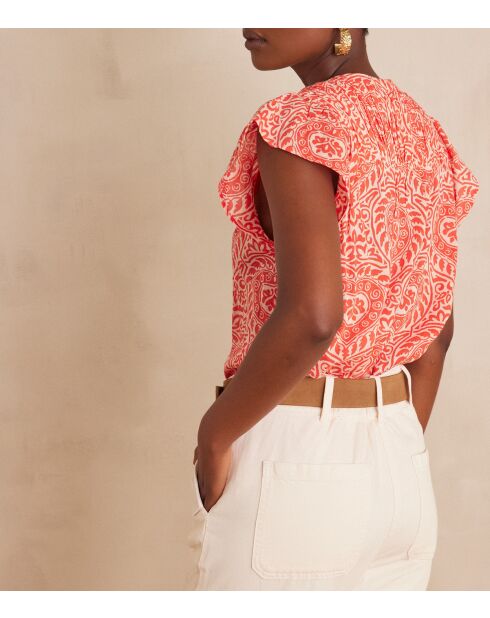 Billie orangefarbene Bluse mit Arabeskenmuster