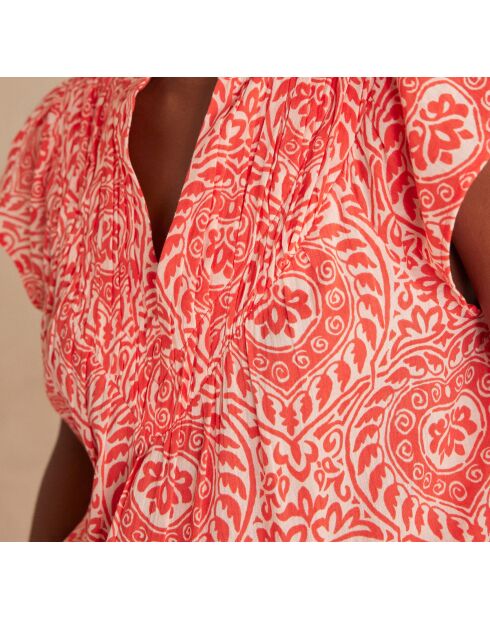 Billie orangefarbene Bluse mit Arabeskenmuster