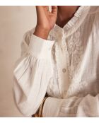 Brooke-Bluse mit ecrufarbener Stickerei