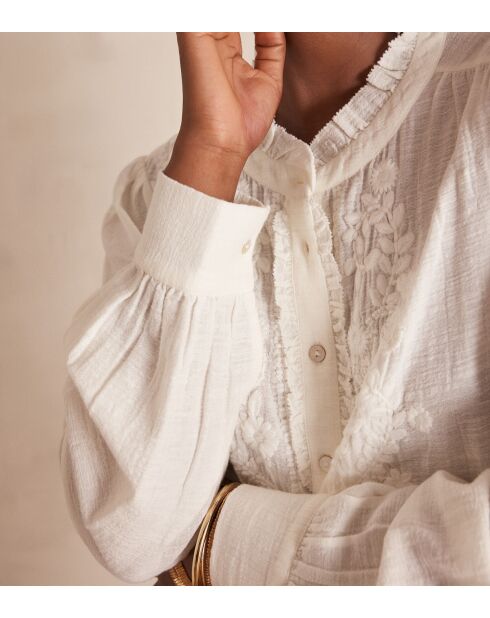 Brooke-Bluse mit ecrufarbener Stickerei