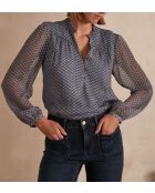 Blaue bedruckte Krawattenbluse Belgia
