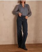 Blaue bedruckte Krawattenbluse Belgia