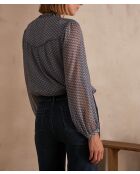 Blaue bedruckte Krawattenbluse Belgia