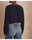 Einfarbige marineblaue Bluse Bertille