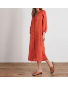 Georgie Pumpkin Leinenkleid