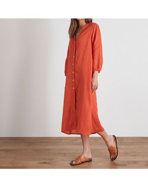 Georgie Pumpkin Leinenkleid