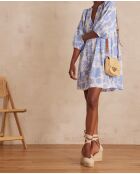 Rachel himmelblaues bedrucktes Kleid