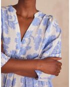 Rachel himmelblaues bedrucktes Kleid