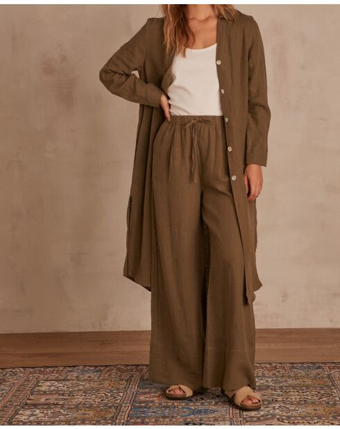 Khakifarbenes Leinenkleid Aicha