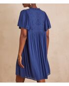 Blaues besticktes Romane-Kleid