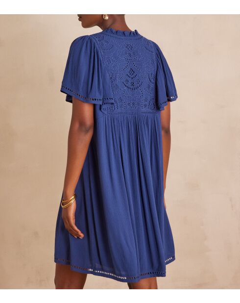 Vestido Romane azul bordado