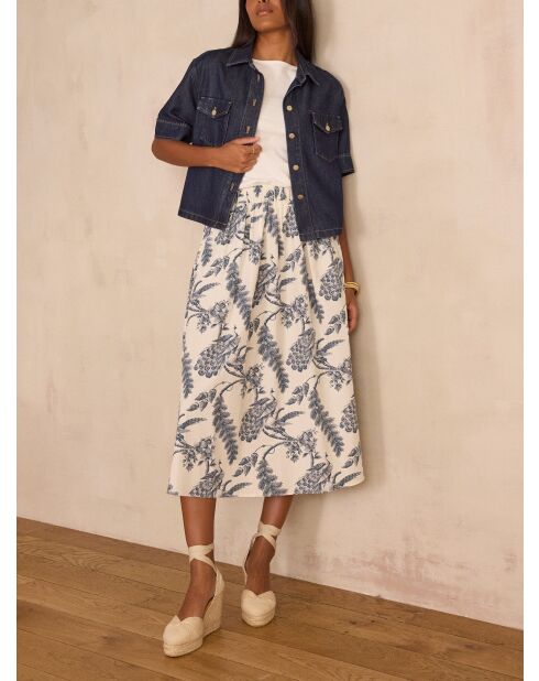 Bruinblauwe rok met print