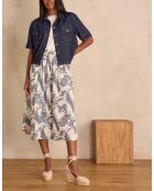 Bruinblauwe rok met print