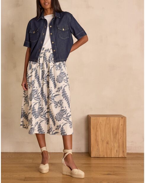 Bruinblauwe rok met print