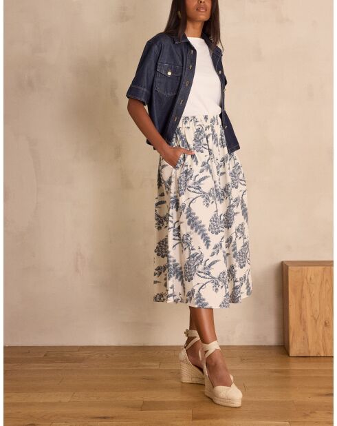 Bruinblauwe rok met print