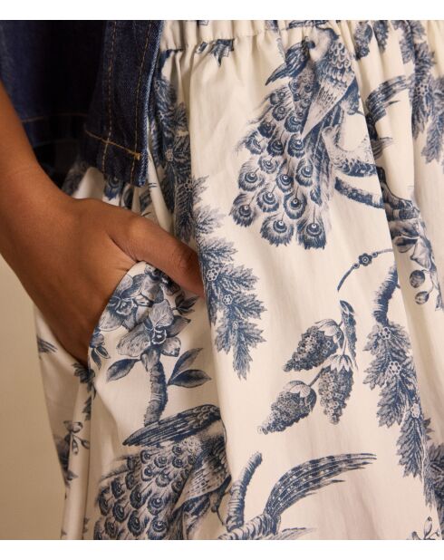 Bruinblauwe rok met print