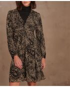 Marty schwarzes bedrucktes Kleid