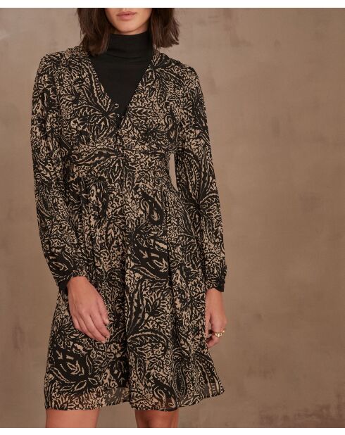 Marty schwarzes bedrucktes Kleid
