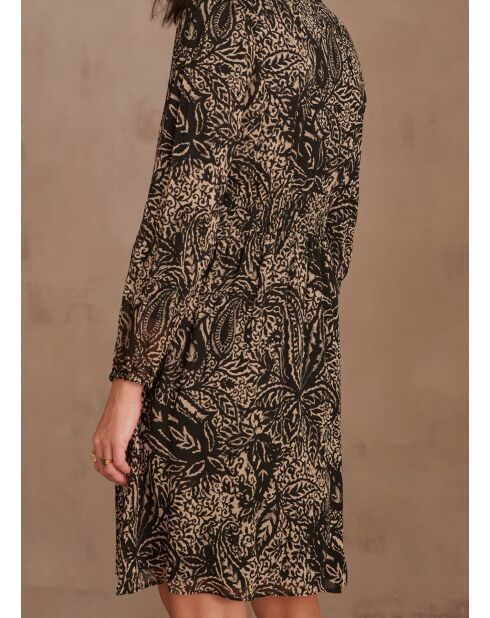 Marty schwarzes bedrucktes Kleid