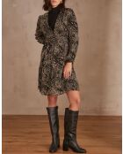 Marty schwarzes bedrucktes Kleid