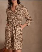 Marly Camelkleurige jurk met luipaardprint