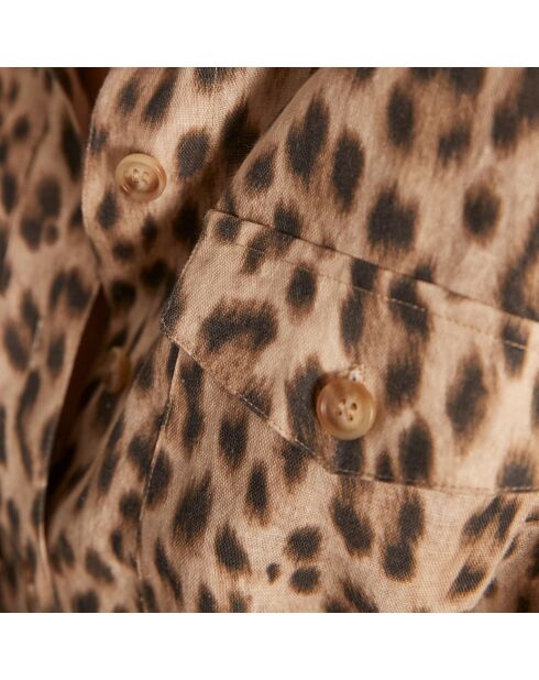 Marly Camelkleurige jurk met luipaardprint