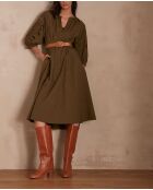 Besticktes Khaki-Kleid Micha
