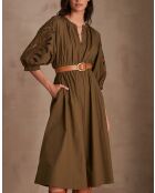 Besticktes Khaki-Kleid Micha