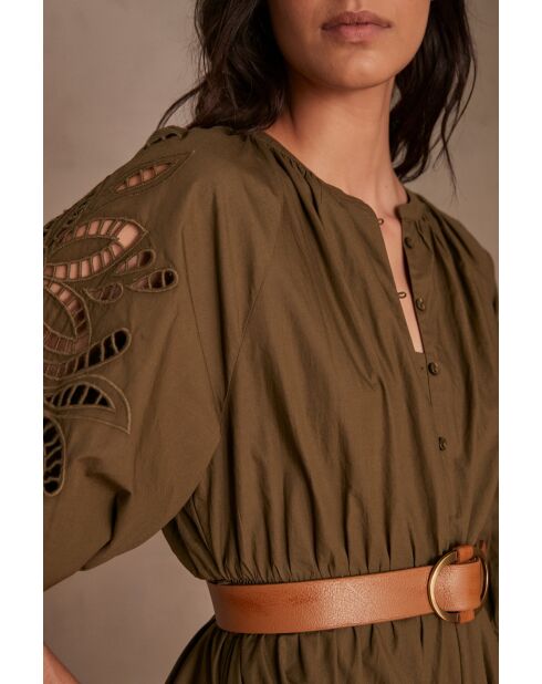 Besticktes Khaki-Kleid Micha