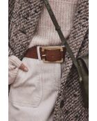 Ceinture large Juan en cuir marron foncé