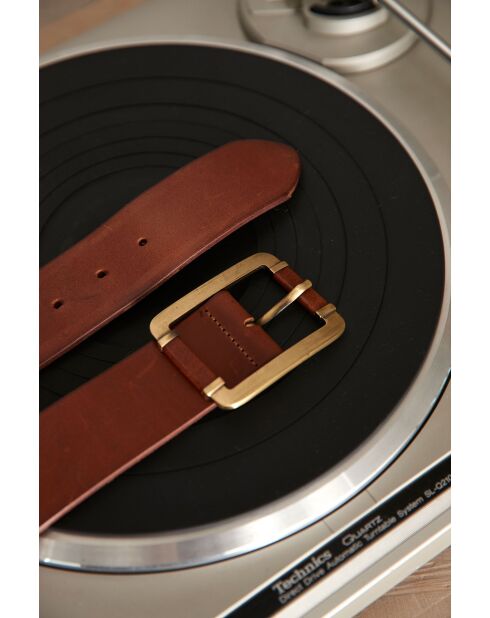 Ceinture large Juan en cuir marron foncé