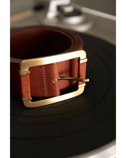 Ceinture large Juan en cuir marron foncé
