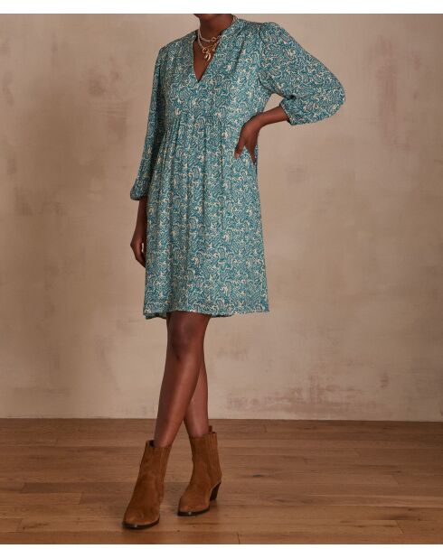 Robe Manuella imprimée turquoise