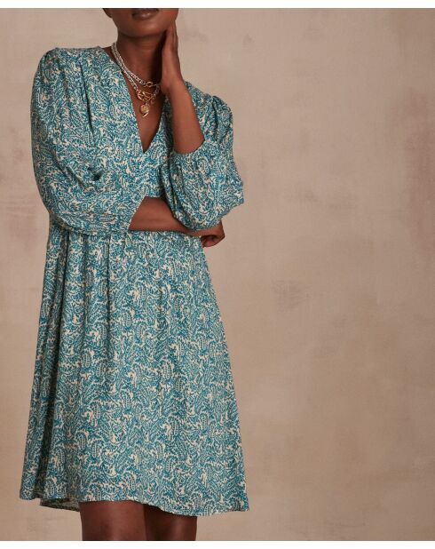 Robe Manuella imprimée turquoise