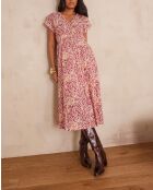 Reve jurk met donkere fuchsia-print