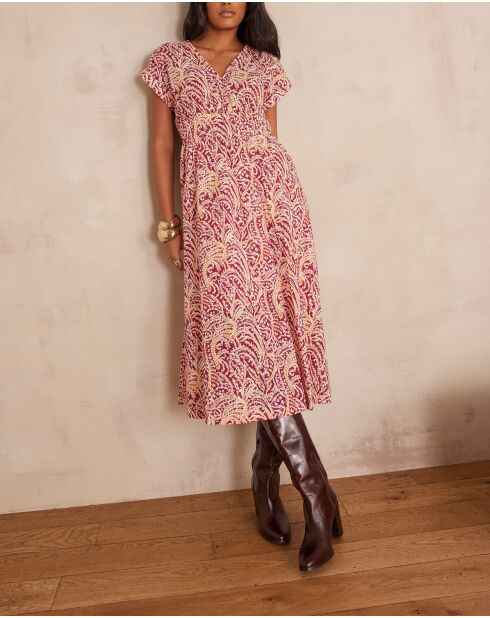 Reve jurk met donkere fuchsia-print