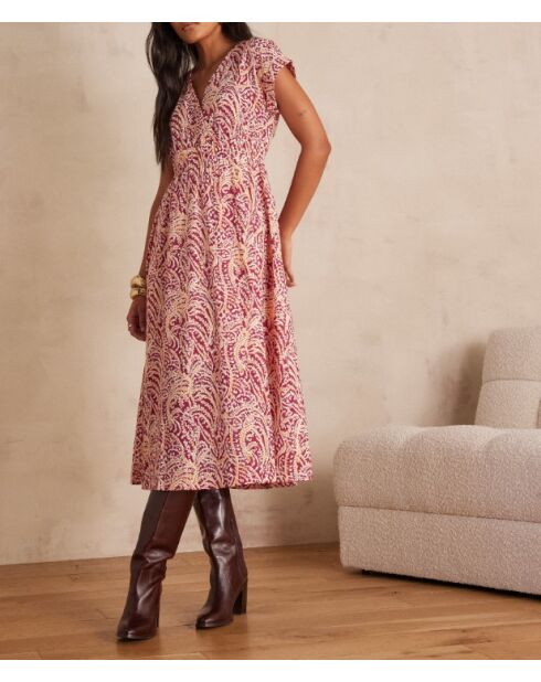 Reve jurk met donkere fuchsia-print
