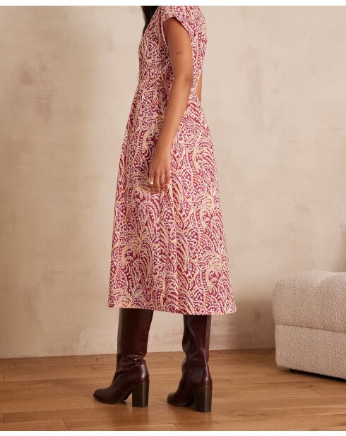 Reve jurk met donkere fuchsia-print