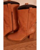 Leichte kamelfarbene Rayan-Lederstiefel