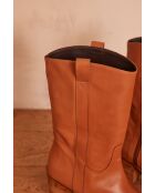 Leichte kamelfarbene Rayan-Lederstiefel