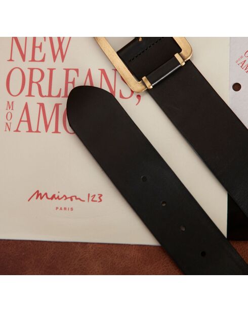 Ceinture large Juan en cuir noire